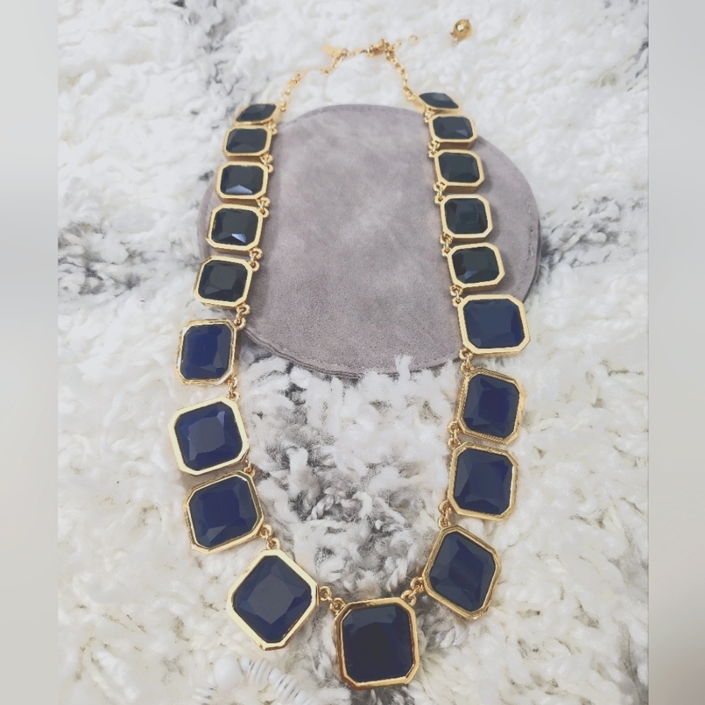 Kate Spade black & blue enamel gold hardware long necklace